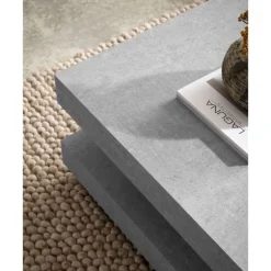 Rootz Square sofabord - Moderne centerbord - Matt Concrete Design - Rigelig opbevaring - 60 cm x 60 cm x 34 cm