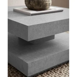Rootz Square sofabord - Moderne centerbord - Matt Concrete Design - Rigelig opbevaring - 60 cm x 60 cm x 34 cm