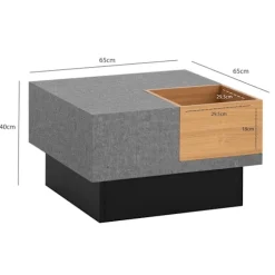 Rootz Square Sofabord - Moderne sofabord - Stilfuld stuebord - Rigelig opbevaring - 65 cm x 65 cm x 40 cm
