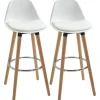 Rootz sæt med 2 barstole - Barstole - Scandi Design - Fodstøtte - Kunstlæder - Naturlig + Hvid - 38,5 cm x 42,5 cm x 91 cm