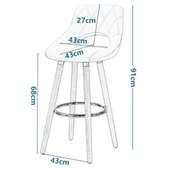 Rootz sæt med 2 barstole - Bordskamler - Høje stole - Ergonomisk støtte - Nem montering - Holdbart design - 43cm x 40cm x 96cm