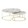 Rootz Sæt med 2 hvidguld Marmorlook Sofabord Rundt Moderne - Sofaborde 2-delt metal - Runde stueborde - Design indskudsborde