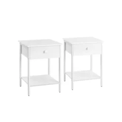 Rootz sæt med 2 mathvide sengeborde - natborde - spånplader og stålkonstruktion - 40 cm x 40 cm x 55 cm - 20 kg overfladekapacitet - 10 kg skuffekapac | Fyndiq