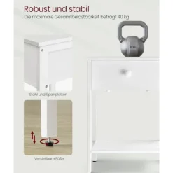 Rootz sæt med 2 mathvide sengeborde - natborde - spånplader og stålkonstruktion - 40 cm x 40 cm x 55 cm - 20 kg overfladekapacitet - 10 kg skuffekapac | Fyndiq