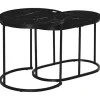 Rootz sæt med 2 sideborde - Sofabord - Industrielt design - Stue - Soveværelse - Entre - Sort - Ø50 x 50,5H cm