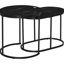 Rootz sæt med 2 sideborde - Sofabord - Industrielt design - Stue - Soveværelse - Entre - Sort - Ø50 x 50,5H cm