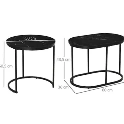 Rootz sæt med 2 sideborde - Sofabord - Industrielt design - Stue - Soveværelse - Entre - Sort - Ø50 x 50,5H cm