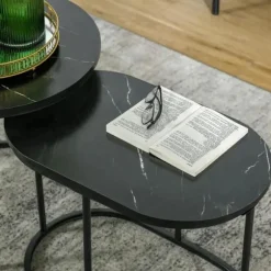 Rootz sæt med 2 sideborde - Sofabord - Industrielt design - Stue - Soveværelse - Entre - Sort - Ø50 x 50,5H cm