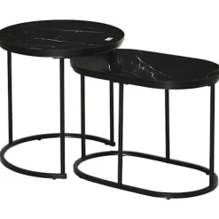 Rootz sæt med 2 sideborde - Sofabord - Industrielt design - Stue - Soveværelse - Entre - Sort - Ø50 x 50,5H cm
