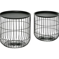 Rootz sæt med 2 sideborde i scandi-design - med opbevaringsplads - kan stables - komfortabel sofa - stål - sort - 40 cm x 40 cm x 40 cm