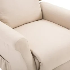 Rootz Stand-up Chair - Fjernbetjeningsstol - Tv Stol - Linned + Træ + Skum - Creme - 72,5 X 94 X 109 Cm