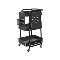 Rootz Steel Køkkenvogn - Rullevogn - Organiseringsstativ - 10 kg hyldekapacitet - 32,3 cm x 49,4 cm x 73,9 cm - Blæk sort