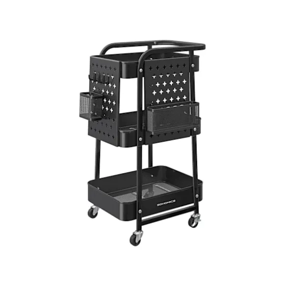 Rootz Steel Køkkenvogn - Rullevogn - Organiseringsstativ - 10 kg hyldekapacitet - 32,3 cm x 49,4 cm x 73,9 cm - Blæk sort