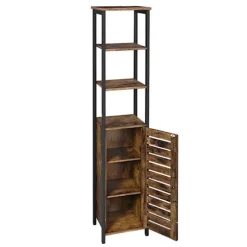 Rootz stående hylde - Højskab - Højskab i industriel stil - Højskab med spjælddør - Spånplade/jernramme - Vintage - 37 x 30 x 167 cm (L x B x H)