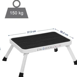 Rootz Step Taburet - Sammenfoldelig - Anti-Slip - Kompakt - Lille - Taburet - Campingtaburet - TÜV Süd-certificeret - Sort- Hvid - 37,5 x 4 x 26,5 cm | Fyndiq