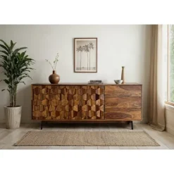 Rootz Stilfuld industriel skænk - Loft Design Sideskab - Geometrisk opbevaringsenhed - Håndlavet unikt stykke - 175 cm x 70 cm x 40 cm