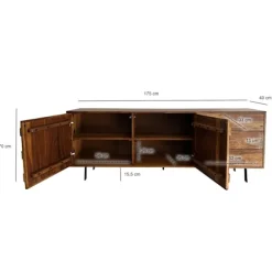 Rootz Stilfuld industriel skænk - Loft Design Sideskab - Geometrisk opbevaringsenhed - Håndlavet unikt stykke - 175 cm x 70 cm x 40 cm