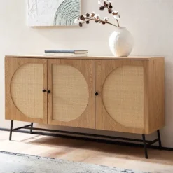 Rootz Stilfuld skænk - Moderne kabinet - Oakindretningsopbevaringsenhed - Justerbare hylder - 140 cm x 80 cm x 39 cm