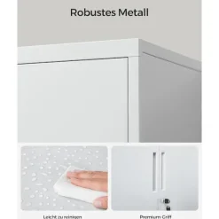 Rootz stålmetalskab - Grå opbevaringsskab - Stort skab - Justerbare hylder - 40cm x 80cm x 90cm