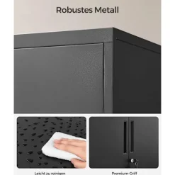 Rootz stålmetalskab - Opbevaringsorganisator - Sort - Justerbare hylder - Heavy Duty - 40cm x 80cm x 90cm