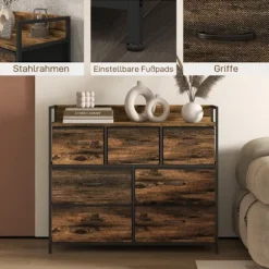 Rootz stofskuffekiste - Skænk - Organiseringsmøbler - Melaminbelagt top - Stabil stålramme - 98cm x 29cm x 85cm