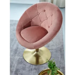 Rootz stol fløjl pink - guld design drejestol - Club lænestol polstret stol med ryglæn - Drejelig lænestol Cocktail lænestol Lounge - Lænestol med sto | Fyndiq