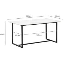 Rootz Stor spisebord - moderne design - marmorudseende - Sæder 8 - Robust metalramme - 160 cm x 80 cm x 76 cm