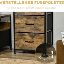 Rootz Storage Cabinet - Stof skuffer - MDF -hylder - Stålramme - Justerbare fødder - 44x29x92 cm