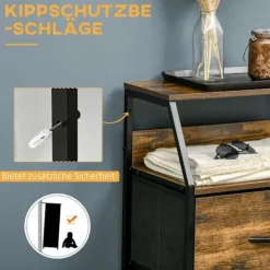 Rootz Storage Cabinet - Stof skuffer - MDF -hylder - Stålramme - Justerbare fødder - 44x29x92 cm