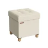 Rootz Storage Ottoman - Fodskammel - Legetøjskasse - Polstret skammel - MDF-ramme - Imiteret linned - 38cm x 38cm x 40cm