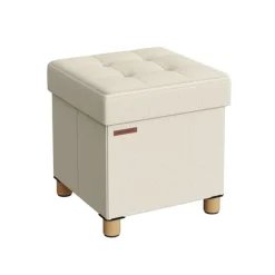 Rootz Storage Ottoman - Fodskammel - Legetøjskasse - Polstret skammel - MDF-ramme - Imiteret linned - 38cm x 38cm x 40cm