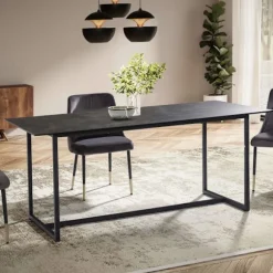 Rootz stort spisebord - moderne bord - rektangulært spisebord - stabile metalben - 180 cm x 90 cm x 76 cm