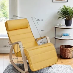 Rootz Swingstol - Rockende lænestole - Løbstole - 5 -trins justerbar fodstøtte - Birch Wood - 121,5 cm x 67 cm x 84 cm