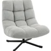 Rootz Swivel Lounge Chair - Accent Lænestol - Polstret Stol - Ekstra bredt sæde, Vandafvisende, Plys Komfort - Lysegrå - 75x95x90cm