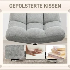 Rootz Swivel Lounge Chair - Accent Lænestol - Polstret Stol - Ekstra bredt sæde, Vandafvisende, Plys Komfort - Lysegrå - 75x95x90cm
