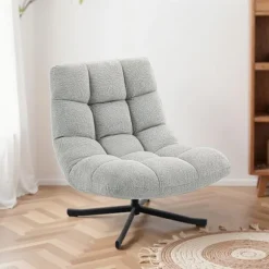 Rootz Swivel Lounge Chair - Accent Lænestol - Polstret Stol - Ekstra bredt sæde, Vandafvisende, Plys Komfort - Lysegrå - 75x95x90cm