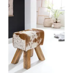 Rootz Taburet - Taburet - Puf - Fodskammel - Gedeskind - Mango Træ - Brun/Hvid - Springbok
