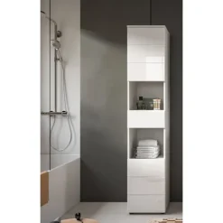 Rootz Tall Cabinet - Badeværelsesopbevaringsenhed - Højglans hvidt skab - Maksimal opbevaring - 38x190x34 cm