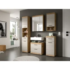 Rootz Tall Cabinet - Opbevaringsenhed - Organisering af reoler - Holdbar MDF -brown - 37x191x31 cm