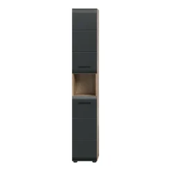Rootz Tall Cabinet - Storage Unit - Organizer - Space -Saver - 2 Doors - 4 Aftagelige hylder - Sort og brun - 30x185x30cm