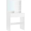 Rootz Toiletbord - Kosmetikbord - Åbne rum - Spejl - 1 skuffe - Justerbare hylder - Hvid - Forarbejdet træ - 70 x 40 x 136 cm