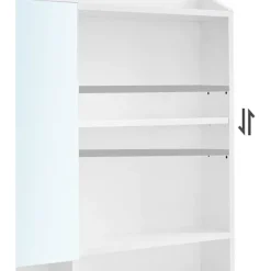 Rootz Toiletbord - Kosmetikbord - Åbne rum - Spejl - 1 skuffe - Justerbare hylder - Hvid - Forarbejdet træ - 70 x 40 x 136 cm
