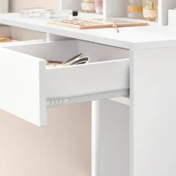 Rootz Toiletbord - Med spejl og glødepærer - Makeup Toiletbord - Oplyst spejlkommode - Kosmetisk vaskebord - Spånplade - Melaminbelægning - Hvid - 80 | Fyndiq