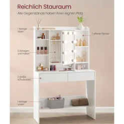 Rootz Toiletbord - Vaskebord - Makeup Skrivebord - Spånplademateriale - Rummelig opbevaring - Nem montering - Anti-tip funktion - Cloud White - 40 cm | Fyndiq