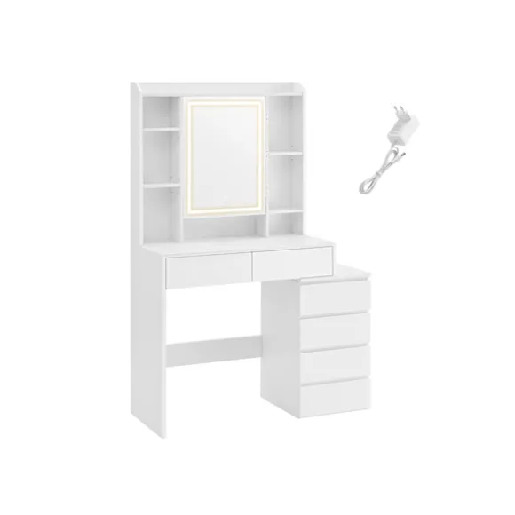Rootz Toiletbord med LED-belysning - Sminkebord - Makeupbord - Moderne design - Cloud White - 120cm x 40cm x 75cm
