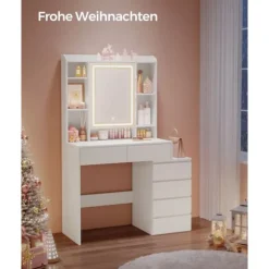 Rootz Toiletbord med LED-belysning - Sminkebord - Makeupbord - Moderne design - Cloud White - 120cm x 40cm x 75cm