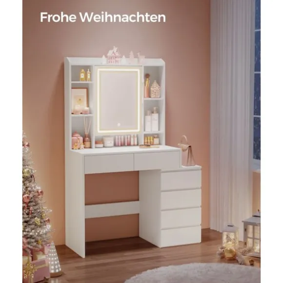 Rootz Toiletbord med LED-belysning - Sminkebord - Makeupbord - Moderne design - Cloud White - 120cm x 40cm x 75cm