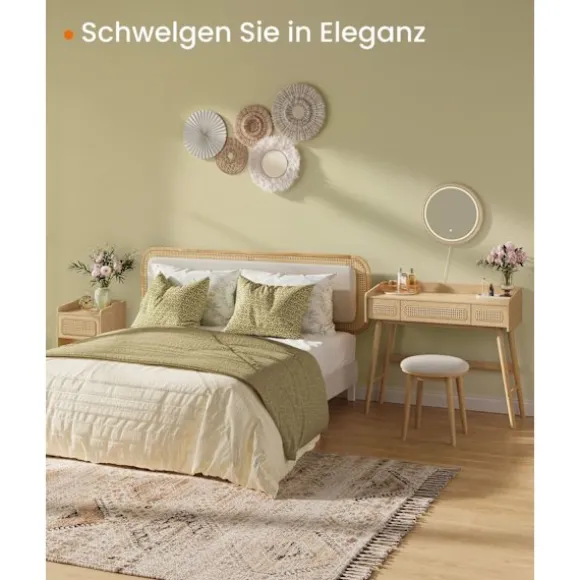 Rootz Toiletbord med spejl - Vaskeskabssæt - Makeup skrivebord - LED-belysning - 43 cm x 90 cm x 82 cm - Ben af massivt træ - MDF - Spånplade