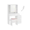 Rootz Toiletbordssæt - Sminkebord - Makeup skrivebord - Spånplade - Cloud White - 40 cm x 97,5 cm x 145 cm - Taburet - 45 cm x 28,6 cm x 45,5 cm
