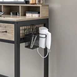Rootz Toiletbordssæt - Toiletbord med foldespejl - Makeup-vaskebord - Soveværelsesvaskesæt - Toiletbord og skammel - Toiletbordssæt - Greige- Spånplad | Fyndiq